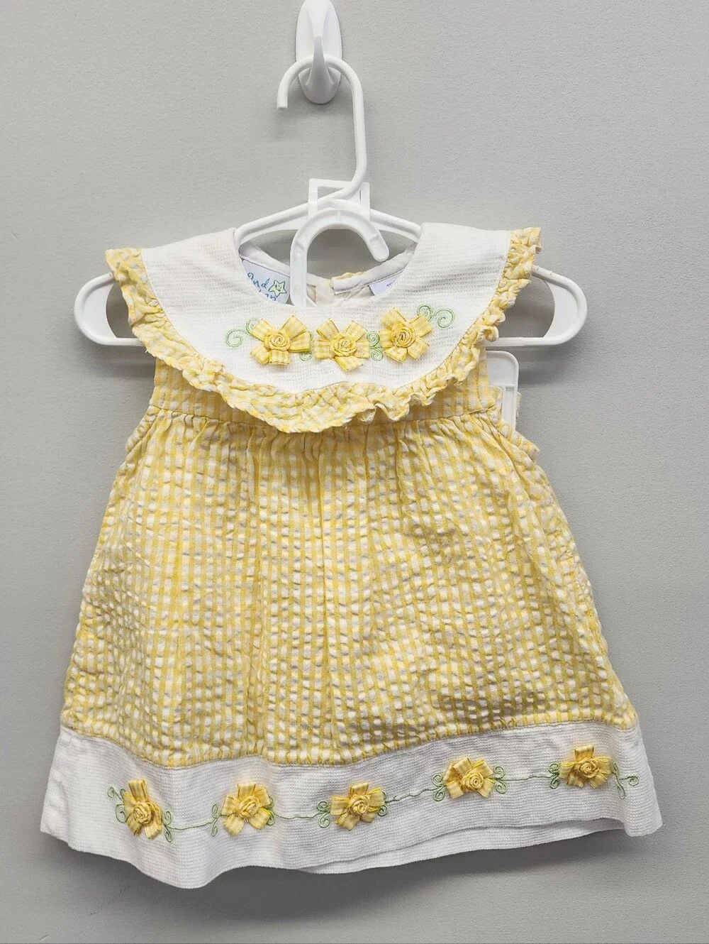 2nd Step 18M Yellow Gingham Seersucker Dress & Bloomer Set